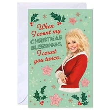 1x Dolly Parton Christmas Holiday Blessings Greeting Card + Envelope Holly Dolly