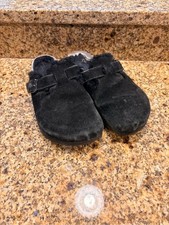 Birkenstock Black Boston Shearling Suede Leather size 40 US 9 Play Condition