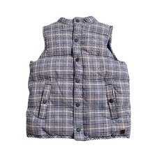 Janie  Jack Navy Plaid Button Front Puffer Vest Size: 5-6