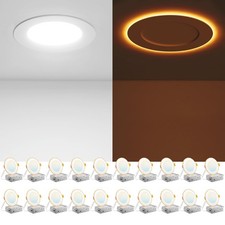 20 Pack 4 Inch 5CCT LED Recessed Ceiling Light with Night Light, 2700K/3000K/...