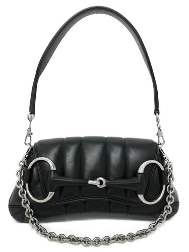 Gucci Horsebit Small Handbag 764339 Leather Black Shoulder Bag