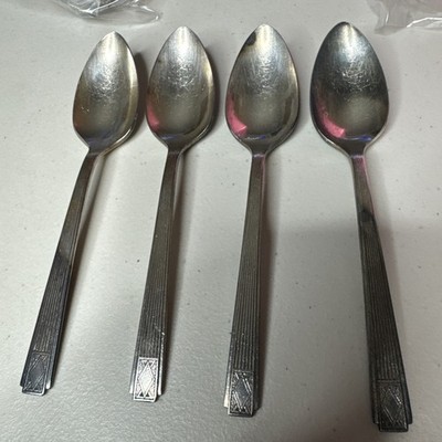 Oneida Community NOBLESSE Silver Plate 1930 Art Deco TEASPOONS Set Of 4