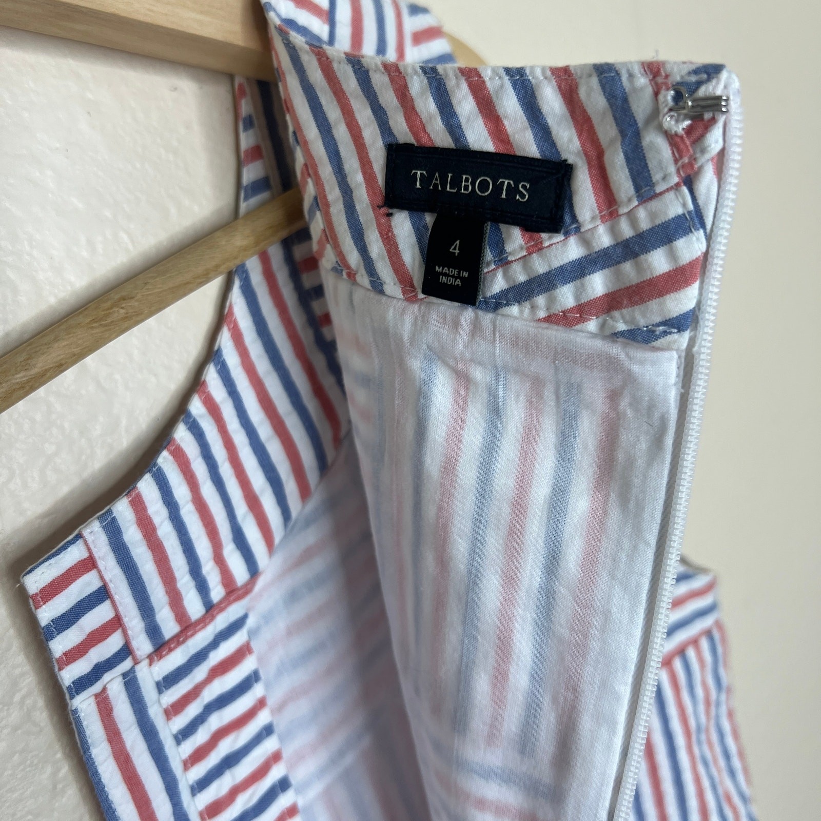 Talbots Red Blue Seersucker Patchwork Sleeveless … - image 8