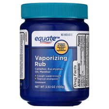 Equate Vaporizing Rub Ointment 3.53oz Compare to Vicks Vaporub Active Ingredient