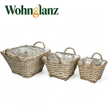 3er Set mit Weidenkorb  wasserdichter Innenfolie, Aufbewahrungskorb
