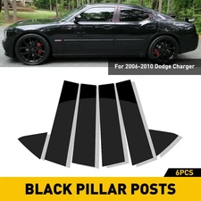 6PCS Black Window Pillar Posts Door Trim Cover Set For 2006-2010 Dodge Charger