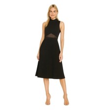 Let Me Be Anthropologie Midi Dress Black Mock Neck Pleated Sleeveless XS
