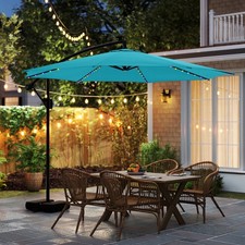 10' Solar Offset Hanging Umbrella w/96 Solar Multi-colored Flowing LED Lights