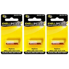 3x Exell EB-27A Alkaline 12V Battery Compatible With EL-812 EL812 G27A GP27A