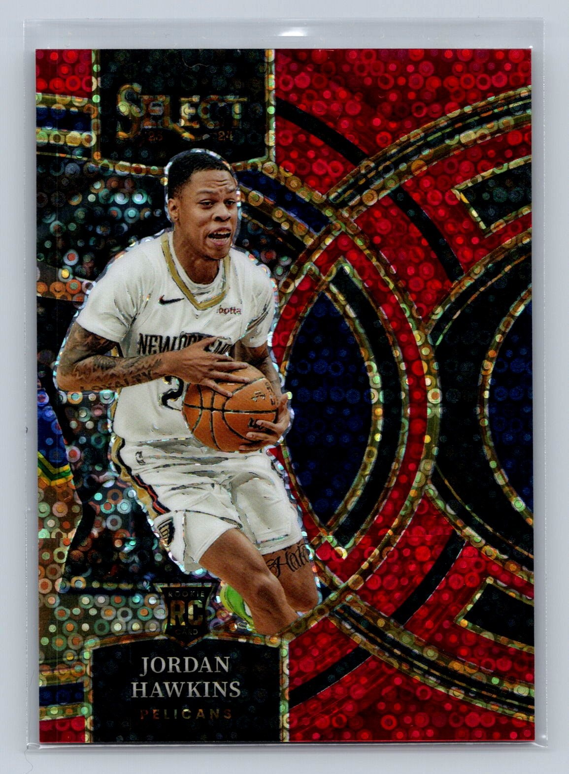 2023-24 Select Jordan Hawkins #124 Red Disco Prizms #/49 New Orleans Pelicans