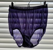 VTG Hanes Her Way Panty Granny Nylon Semi Sheer Panties Gusset Purple Size 8