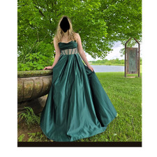 Green Satin Ballgown Prom Dress Lace-Up Back Sweetheart Neck Pleated Sleeveless