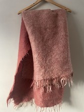 Vintage Laura Ashley Mohair Merino Wool Blend  Throw Pink Fringed South Africa