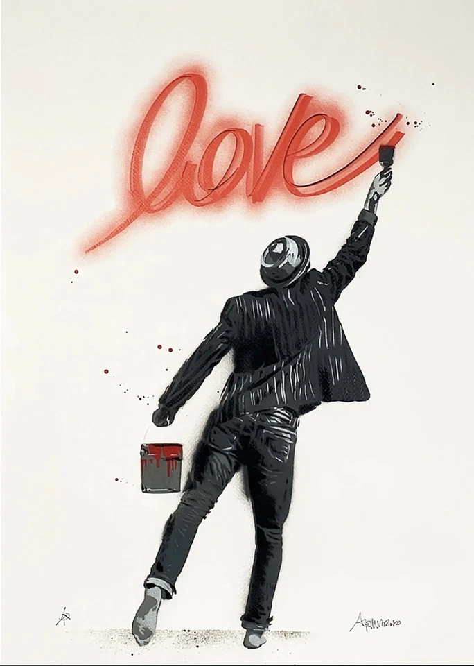 "Alessio B ""Paint Love"" (2020) граффити с ручной отделкой современное городское искусство" - Изображение 4 из 4