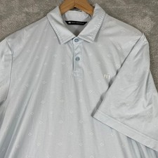 Travis Mathew Polo Shirt Mens XL Light Blue Golf Performance Geometric Pattern