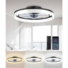 Fans with Lights and Remote 20 Modern Low Profile Ceiling Fan with Light (Black)
