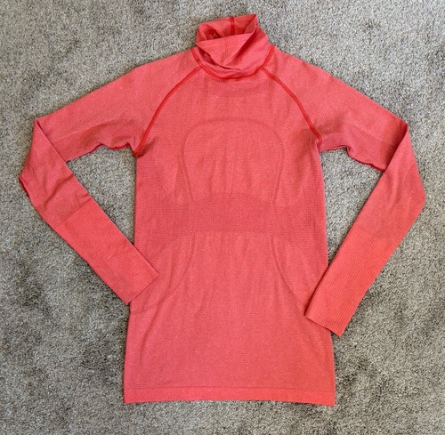 Lululemon Run Swiftly Turtleneck Base Layer Red/Coral Women's Size 6 Yoga Gym
