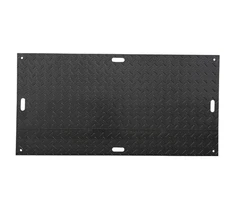 Ground Protection Mats - Black 4′ x 8′, Diamond Plate Tread and Smooth Surface