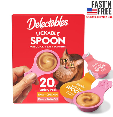 Hartz Delectables Lickable Spoon, Interactive Wet Cat Treats, Variety Pack 20ct