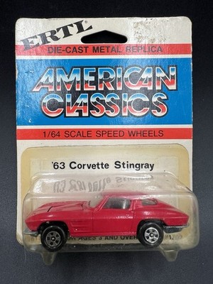 Ertl 63 Corvette Stingray Red 1/64 American Classics On Card MIP!