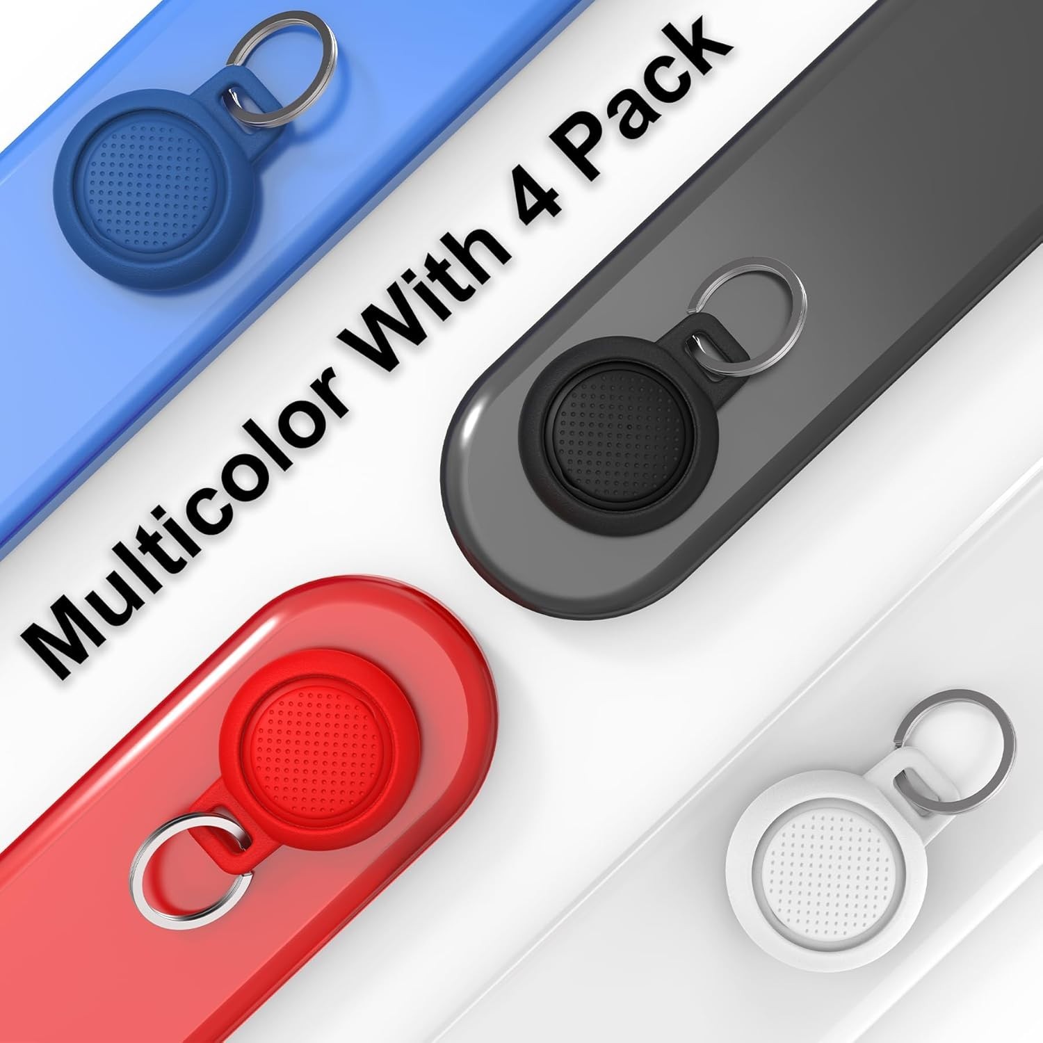Durable 4-Pack AirTag Keychain Holders - Waterproof & Scratch Resistant Design