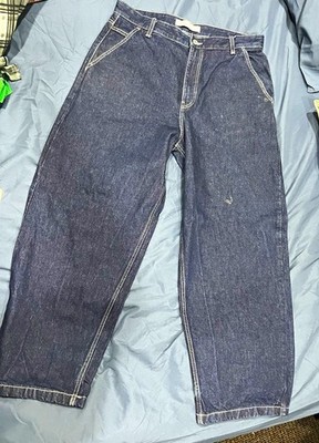 BERSHKA Dark Wash Blue Denim Jeans Straight Leg Solid 5-Pocket Regular
