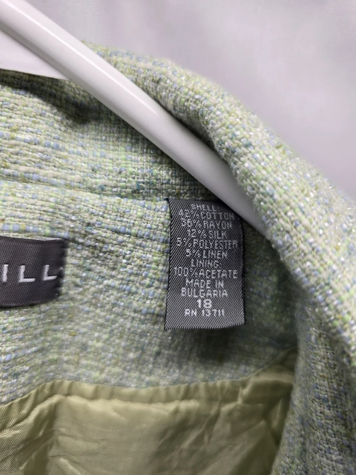 kate hill 女式长袖西装夹克和半身裙套装 18 码浅绿色  — 第 3/4 张图片