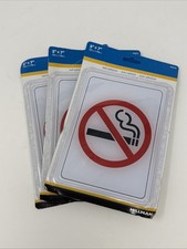 Hillman No Smoking Door / Wall Sign   5" x 7" Self Adhesive Easy To Read 3-Pack