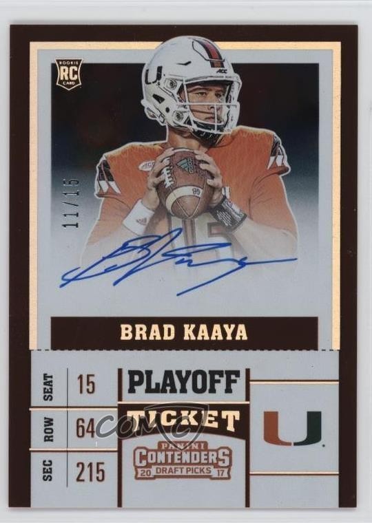 Brad Kaaya Panini Contenders Draft Picks #106 Variation-Autograph-Playoff Ticket