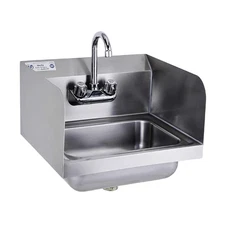 HALLY Stainless Steel Sink for Washing with Faucet and Side Splash, NSF Commerci