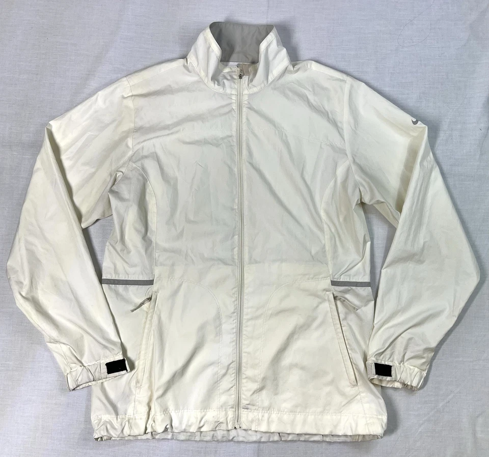 NIKE GOLF Womens Windbreaker Jacket Size M, Ivory W Gray Colla Full Zip Dri Fit - Image 2 of 4