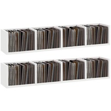 Image of Wall Mount 84 CD / 56 DVD/Blu-ray/ Media Storage Rack 4 Cubes, Wooden Shelf Orga