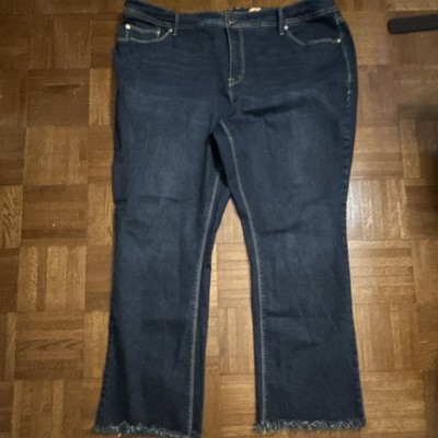 Seven7 Women's Blue Denim Bootcut Jeans Dark Wash Plus 22 5-Pocket Button Zip