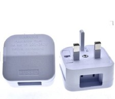 USA TO UK Plug Adapter Power USA Japan China 2 Pin To UK 3 Pin Fused Blk & White