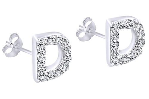 Orecchini iniziali in argento 925 con zirconi incassati € 14,90 NICKEL FREE - Imagen 12 de 28