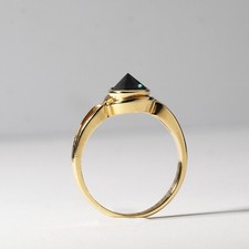 Vintage Reverse Set Australian Teal Blue Green Parti Sapphire 18ct Gold Ring