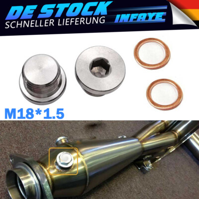 2PCS Verschlussschraube Lambdasonde Edelstahl M18x1,5 Blindstopfen Aludichtring