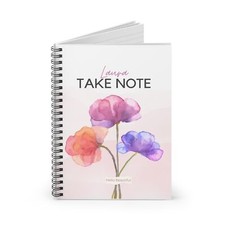 Watercolor Floral Spiral Notebook   6x8  Positive Quote Journal, 118 Pages