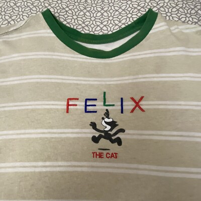 Neon Riot × Felix The Cat  T-Shirt Embroidered Striped  Adult Size Small