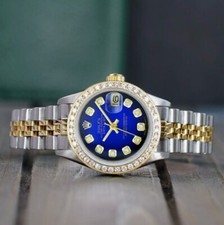 Rolex Lady Datejust Two-Tone Gold & Steel Blue Vignette Diamond Dial Watch 26mm 5