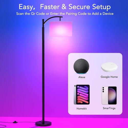 Matter Smart Floor Lamp with Music Sync & Customizable RGB Colors - Black - Picture 4 of 9
