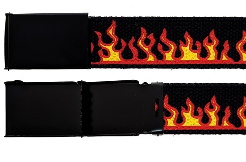 FLAME ADJUSTABLE CANVAS MILITARY WEB BELT METAL BUCKLE 36" 44" 56" 64" 72" - Picture 6 of 22