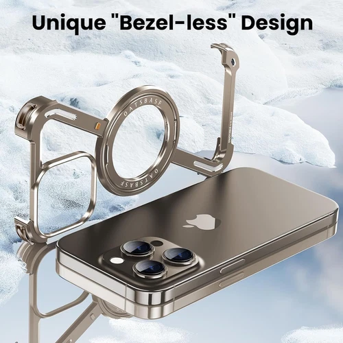 for iPhone 15 14 13 Pro Max Metal Frameless Z Case Aluminum Bumper Kickstand - Imagen 5 de 16