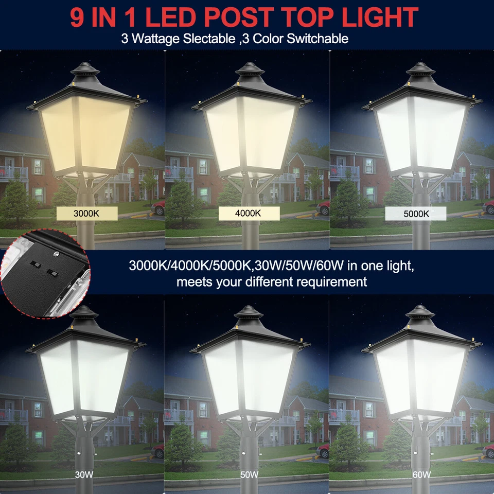 Lámpara LED Poste Superior 60W-50W-30W Exterior IP65 Zona de Calle Poste Iluminación Foto 3 de 4