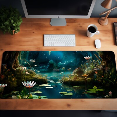 Floral Swamp Deskmat - Aesthetic, Realistic Mouse Pad.