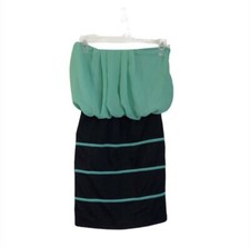 Windsor Womens Green Black Stripe Strapless Mini Dress Size Small