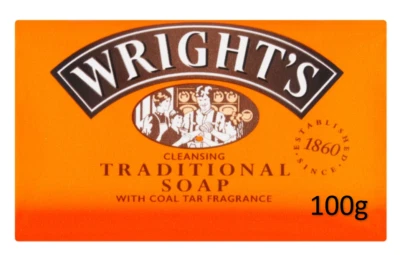 Wrights Coal Tar Soap 100g Bars Traditional Antiseptic All Skin Types Wright's