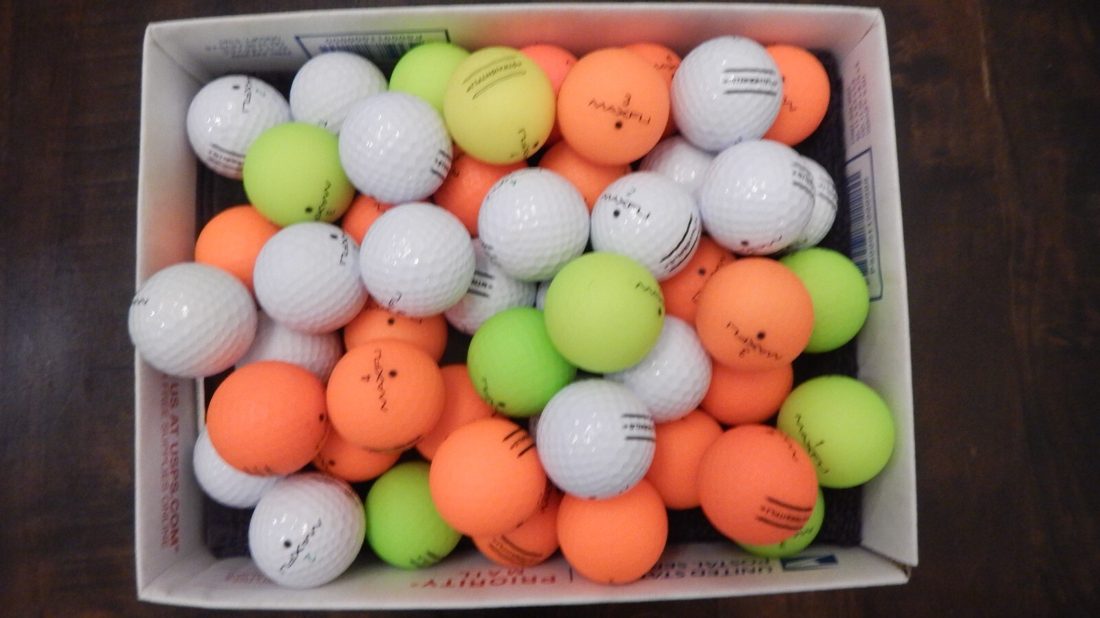 50 AAAAAAA Maxfli Straightfli Orange, Green and White Used Golf Balls