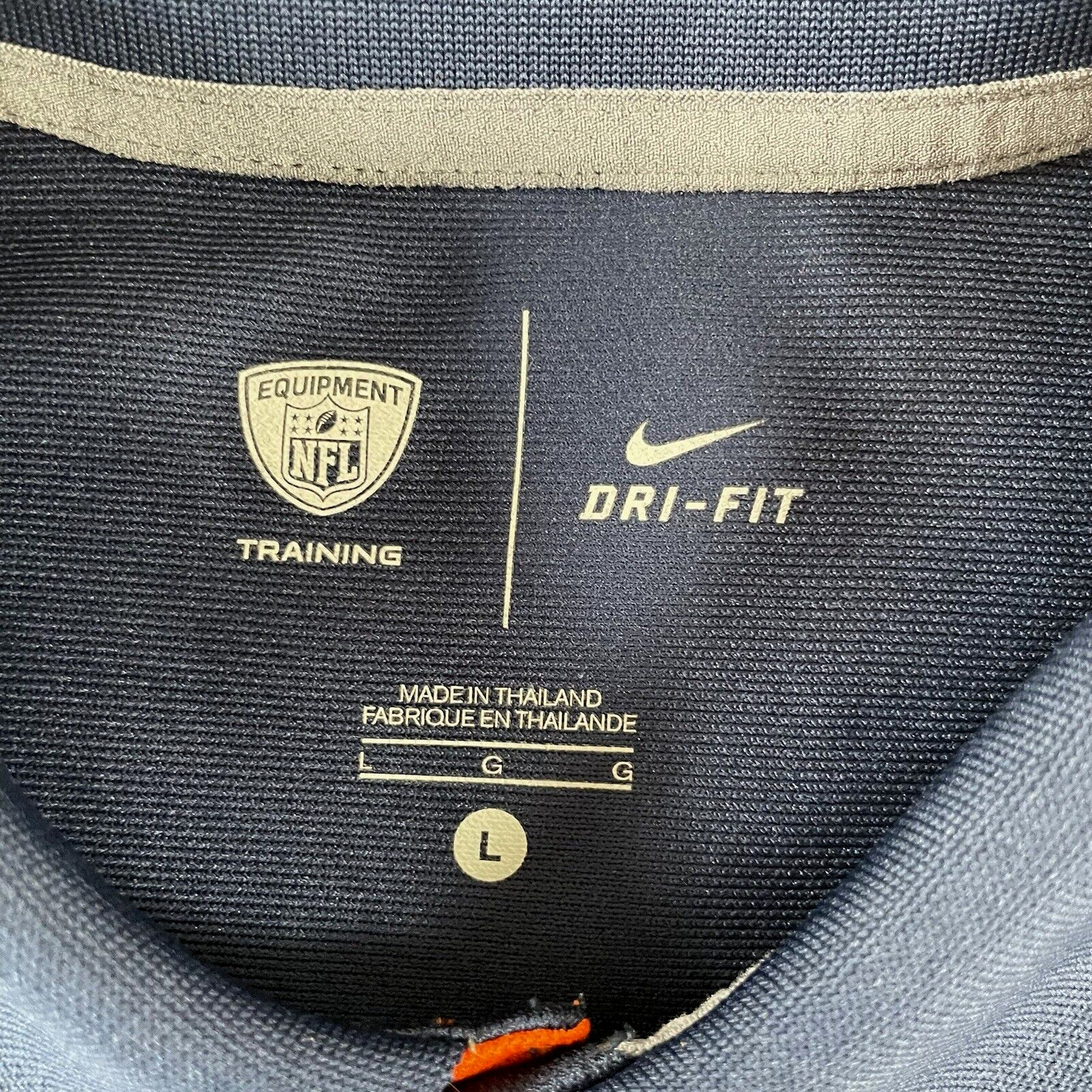 Nike DRI-FIT Broncos Shirt Mens Large Blue Orange Golf Polo Golfer Short Sleeve thumbnail 3