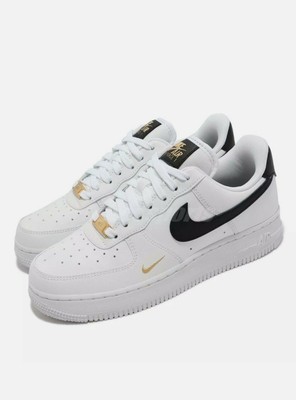 Nike Wmns Air Force 1 07 ESS AF1 Wht Black Gold CZ0270-102 Size 10 (M 8.5)  | eBay